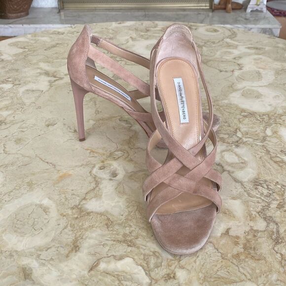 DIANE VON FURSTENBERG Suede Leather Slingback Stiletto Heels Strappy Sandals - Picture 1 of 11